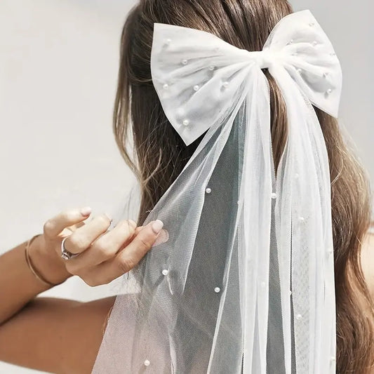 Elegant White Bow Hair Clip