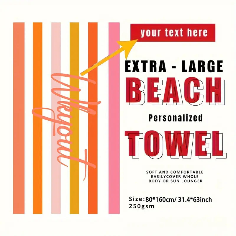 Personalized Striped Beach Towel